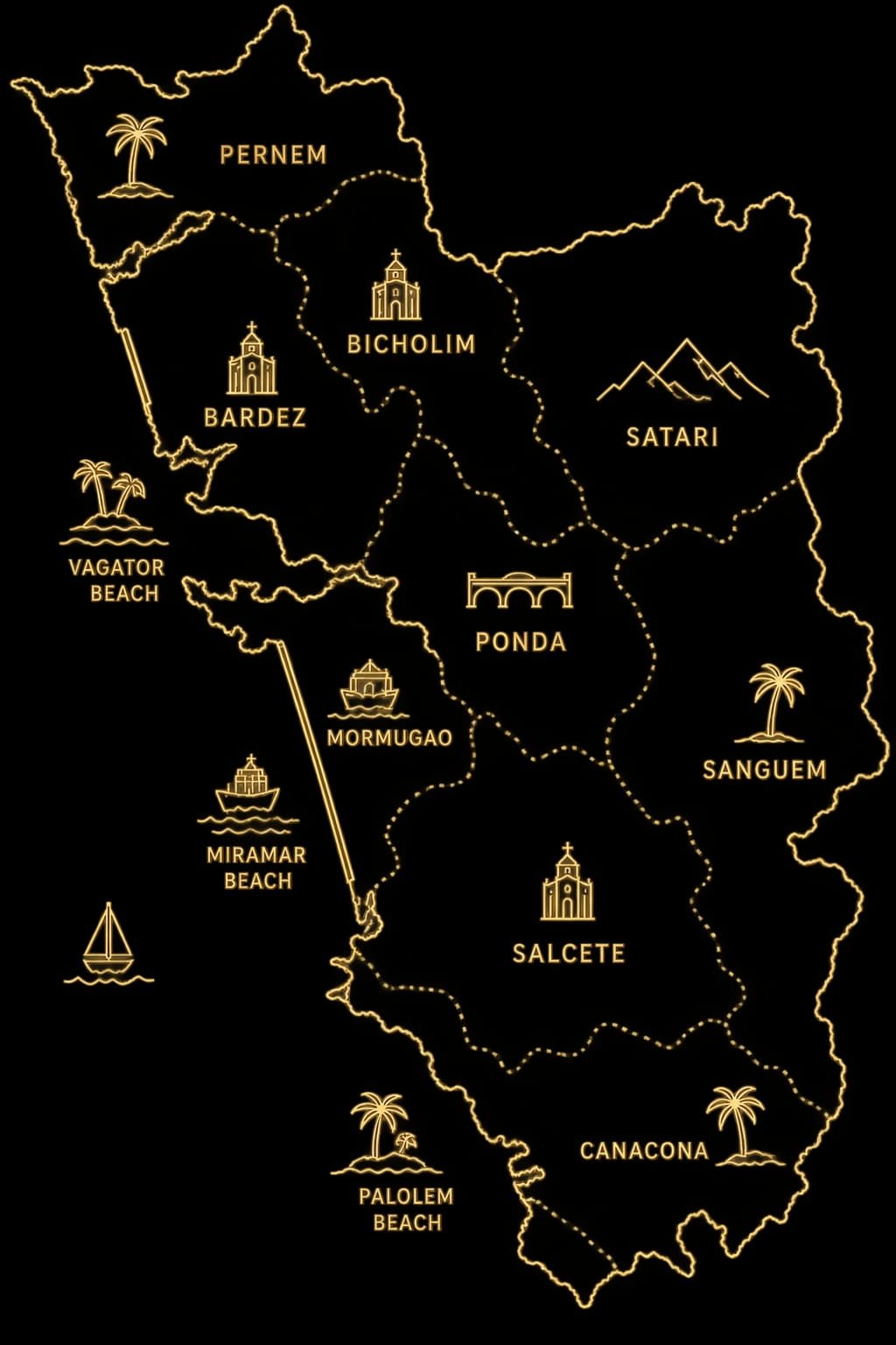 Goa map showing our service regions